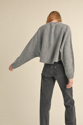 Round Neck Dolman Sleeve Cropped Sweater Mable